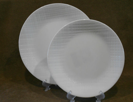 ❤️ Corelle LINEN WEAVE Choose: 10.25" DINNER or  8.5" LUNCH PLATE *White Embossed
