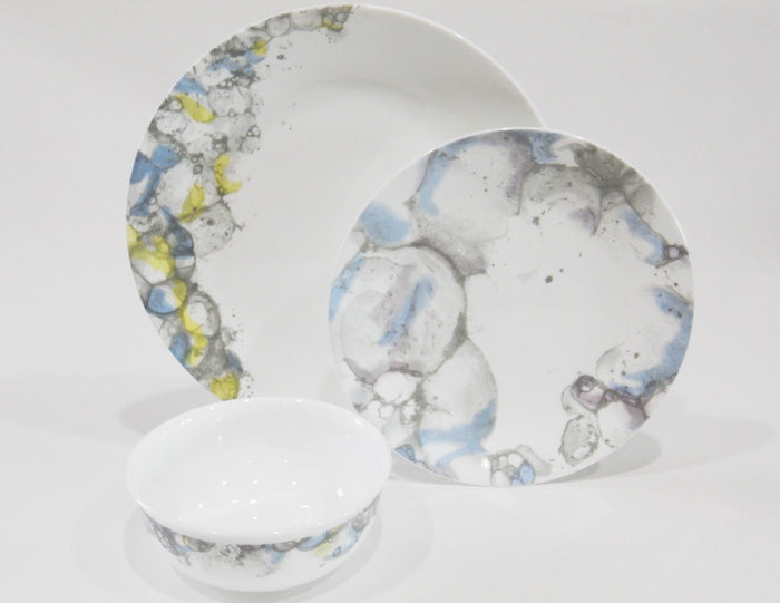 CORELLE LUMOS 16-oz SOUP Cereal BOWL 5.75"  *Muted Gray Yellow Purple Blue