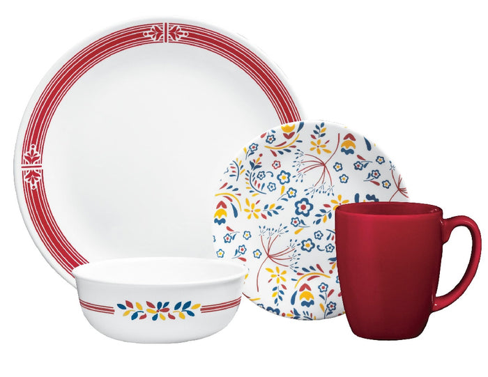 Corelle PRAIRIE GARDEN 10 1/4" DINNER PLATE **Choose: RED or GRAY Framed Rim