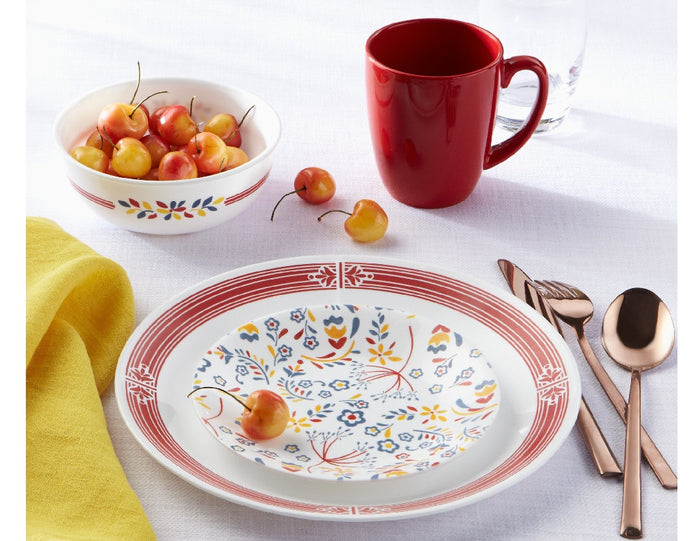 Corelle PRAIRIE GARDEN 10 1/4" DINNER PLATE **Choose: RED or GRAY Framed Rim