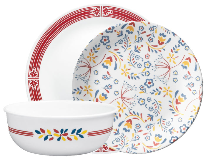 Corelle PRAIRIE GARDEN 10 1/4" DINNER PLATE **Choose: RED or GRAY Framed Rim
