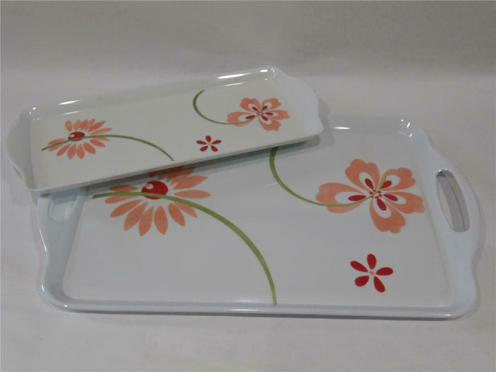 Corelle PRETTY PINK Melamine Plastic TIDBIT TRAY Serving 15x6 Ink Washed Flowers