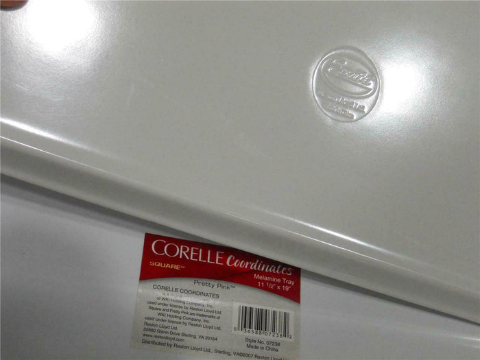 Corelle PRETTY PINK Melamine RECTANGULAR TRAY Serving 19 x 11 Ink Washed Floral