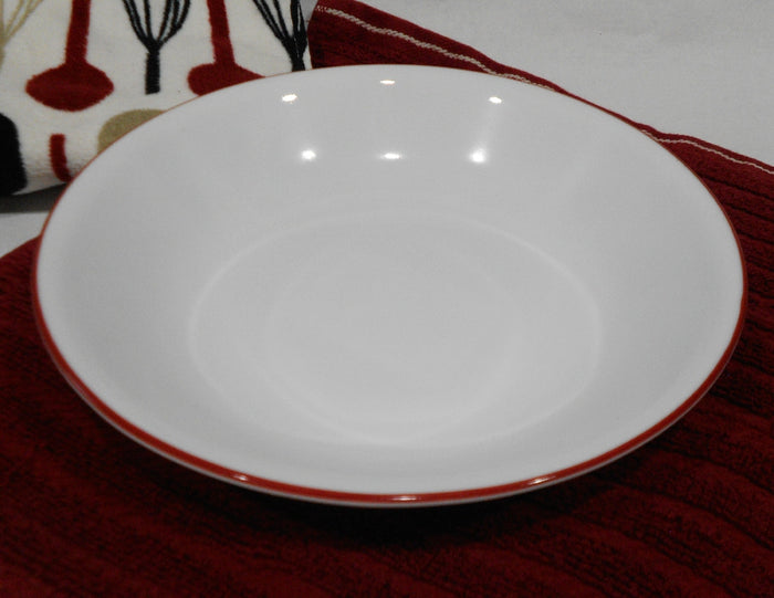 ❤️ Corelle RED RIM 20-oz PASTA BOWL 8.5" Shallow Coupe Soup Salad Meal Entree