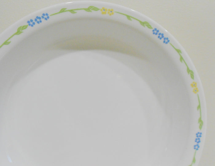 CORELLE SECRET GARDEN Vitrelle Glass PIE PLATE 10.25" Multi Dish Blue & Yellow Floral