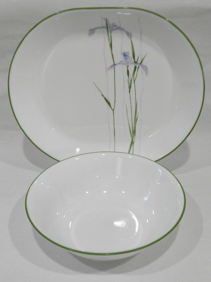 Corelle SHADOW IRIS Choice of: 1-Qt SERVING BOWL or PLATTER *Purple Green Floral