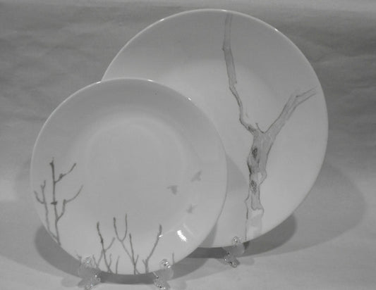 ❤️ Corelle SILVER BIRCH Choose: 11" DINNER or 8.5" LUNCH PLATE / Tree Branches