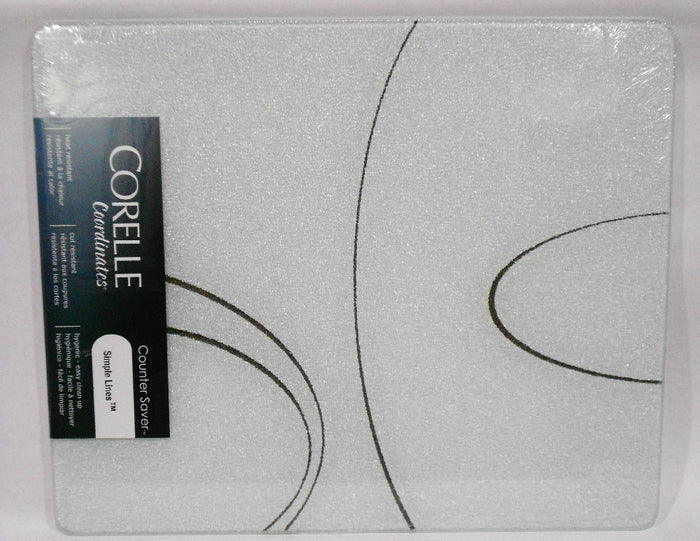 ❤️ Corelle SIMPLE LINES 15x12 COUNTER SAVER Tempered Glass Hot Plate Cutting Board