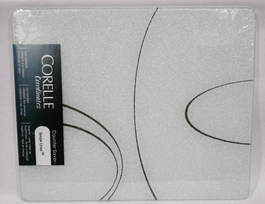 ❤️ Corelle SIMPLE LINES 15x12 COUNTER SAVER Tempered Glass Hot Plate Cutting Board