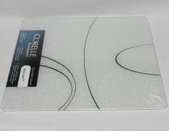 ❤️ Corelle SIMPLE LINES 15x12 COUNTER SAVER Tempered Glass Hot Plate Cutting Board