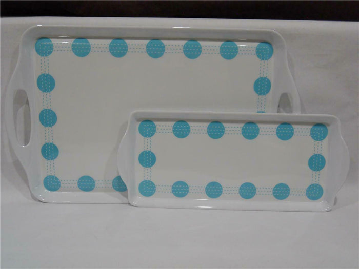 Corelle SOUTH BEACH Melamine RECTANGULAR TRAY Serving 19 x 11 Miami Blue Dots9 x 11