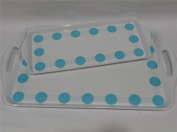Corelle SOUTH BEACH Melamine RECTANGULAR TRAY Serving 19 x 11 Miami Blue Dots9 x 11