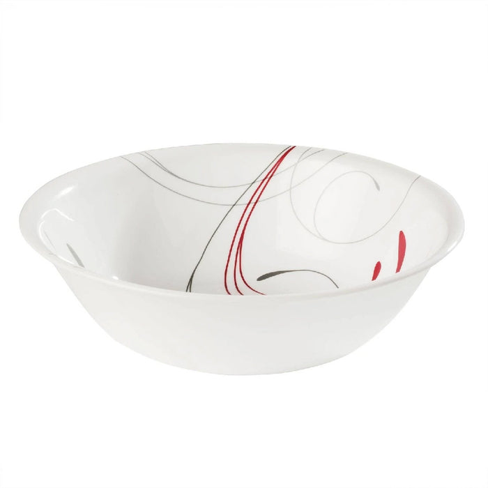Corelle SPLENDOR 2-Qt ROUND 10.25" SERVING BOWL *Energetic RED GRAY Scrolls