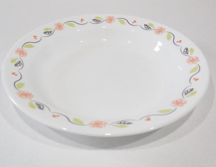 Corelle TANGERINE GARDEN 15-oz BOWL Flat Rimmed SOUP PLATE *Peach Green