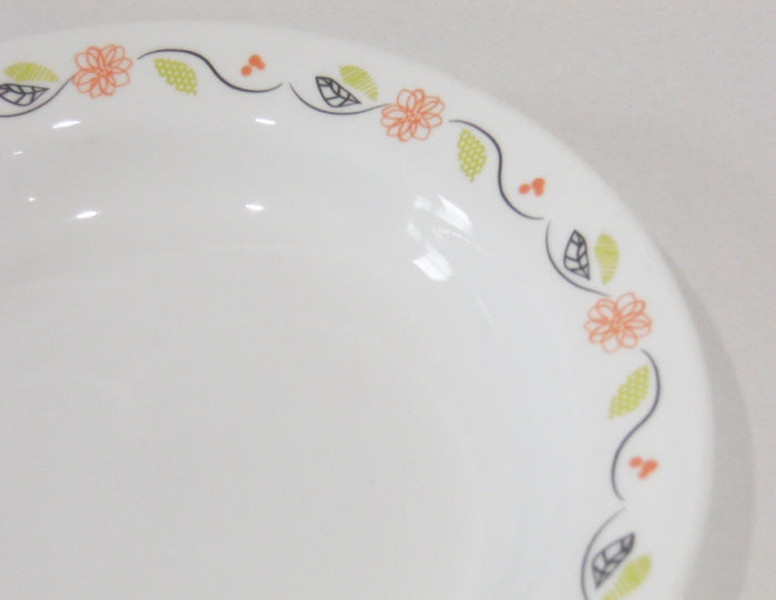 Corelle TANGERINE GARDEN 15-oz BOWL Flat Rimmed SOUP PLATE *Peach Green