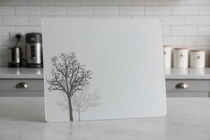 ❤️ Corelle TIMBER SHADOWS 15x12 COUNTER SAVER Tempered Glass Hot Plate Cutting Board