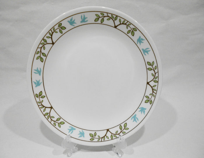 ❤️ Corelle TREE BIRD 8.5" LUNCH PLATE *NATURE Fluttering BLUE BIRDS Green Brown