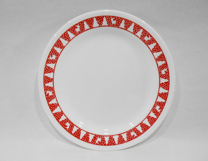 ❤️ Corelle WINTER FESTIVAL Bread APPETIZER PLATE Red Christmas Trees Snowmen Reindeer