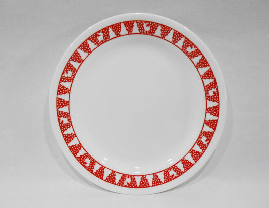 ❤️ Corelle WINTER FESTIVAL Bread APPETIZER PLATE Red Christmas Trees Snowmen Reindeer