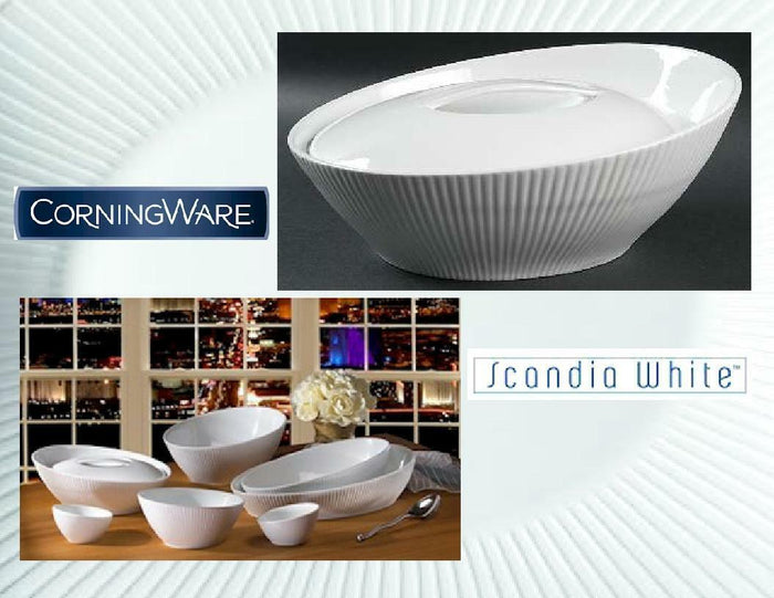 Corning PORCELAIN SCANDIA Ultra WHITE 1.3 MEDIUM OVAL CASSEROLE & COVER