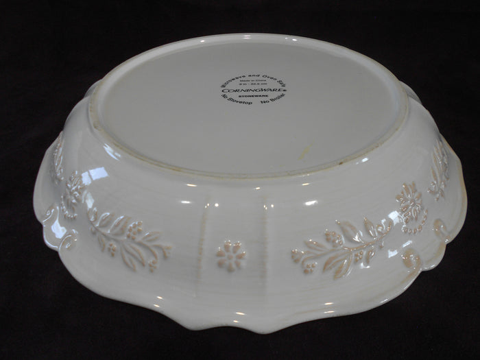 ❤️ Corningware TRADITIONS WHITE 9" PIE PLATE Embossed Fluted Deep Dish Stoneware