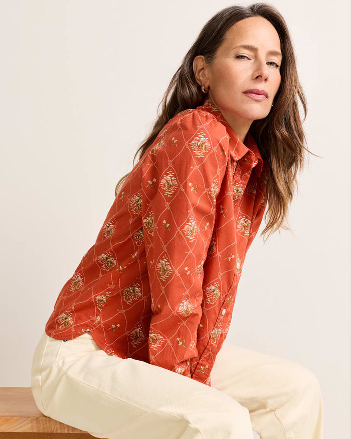 Cowgirl Lattice Winona Puff Sleeve Shirt in Adobe