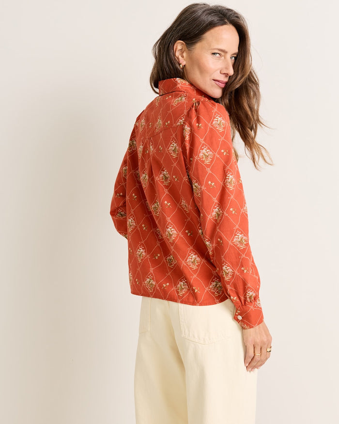 Cowgirl Lattice Winona Puff Sleeve Shirt in Adobe