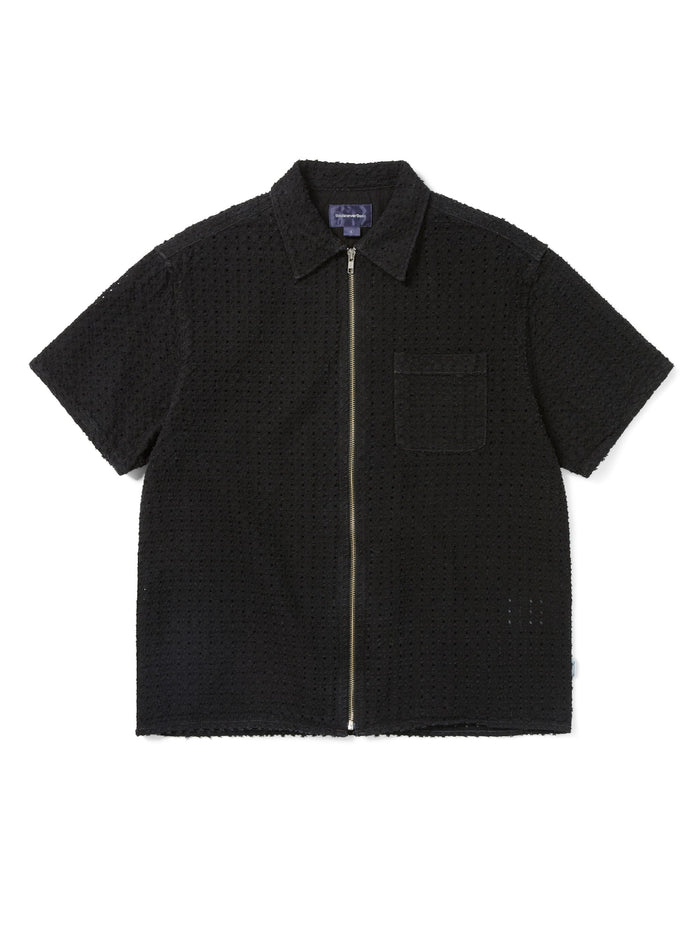 Damaged Denim Zip S/S Shirt