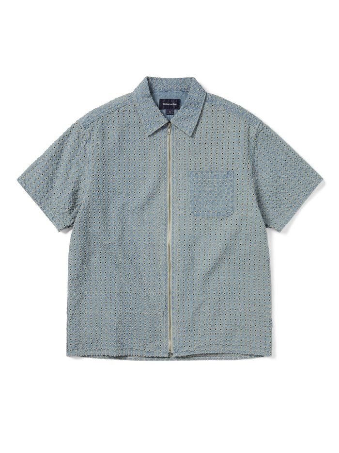 Damaged Denim Zip S/S Shirt