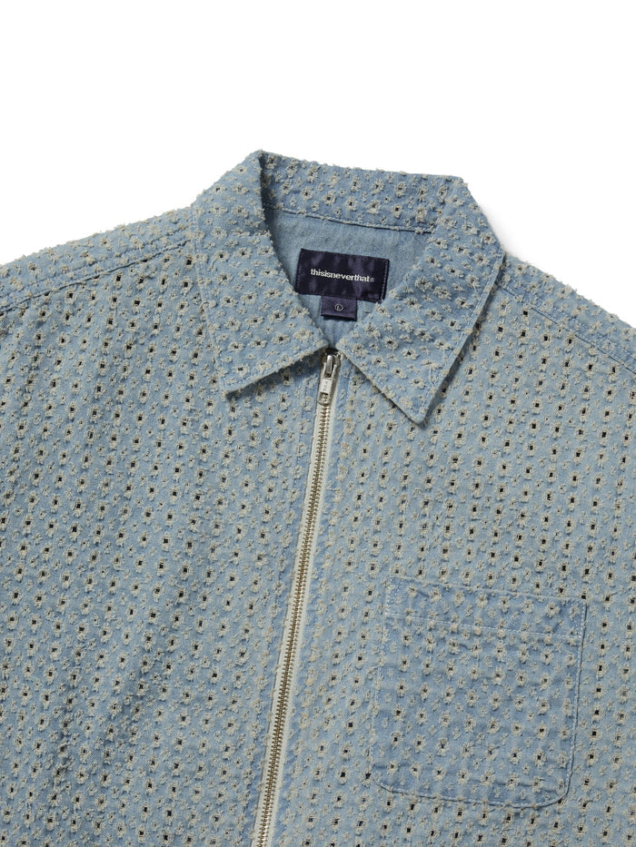 Damaged Denim Zip S/S Shirt