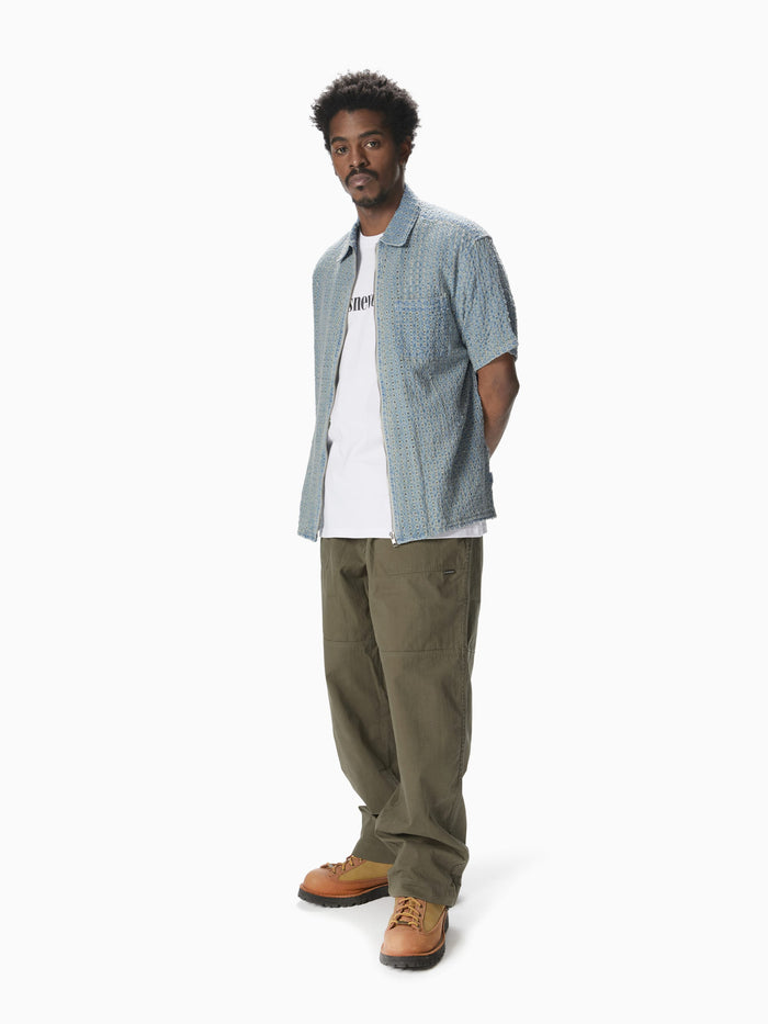 Damaged Denim Zip S/S Shirt