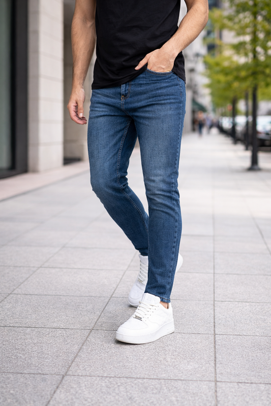 Dark Blue Carrot Leg Jeans