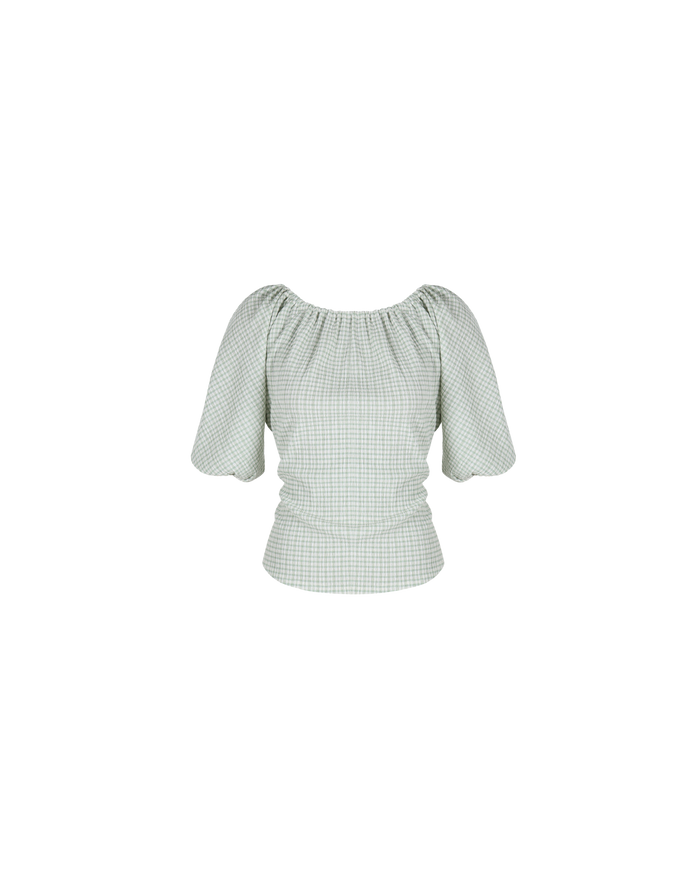 DELPHI GINGHAM BLOUSE SAGE GINGHAM