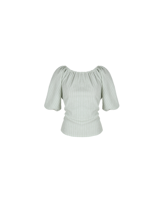 DELPHI GINGHAM BLOUSE SAGE GINGHAM