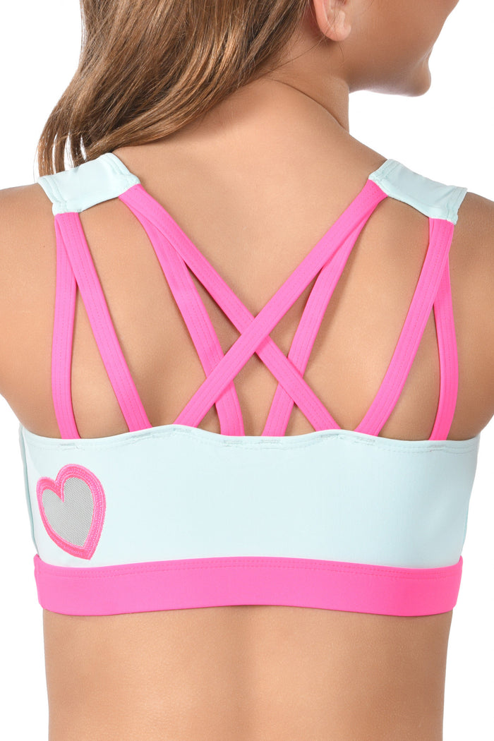 Dream Pop Square Neck Sports Bra in Cloud