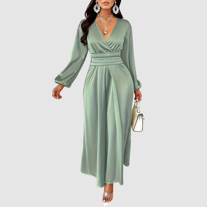 Eleanor Bloom - Pleated Satin Maxi Dress