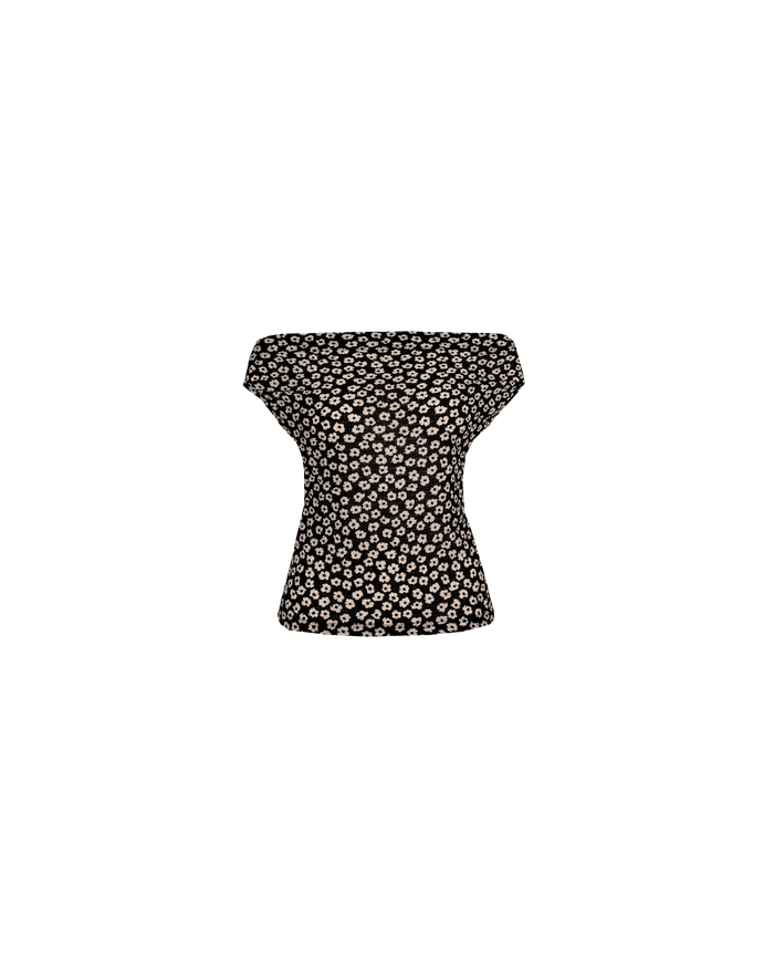 EMMA CRINKLE TOP BLACK DAISY