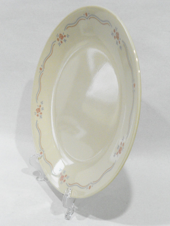 ❤️ EUC Corelle ENGLISH BREAKFAST 8 1/2 LUNCH PLATE Sandstone Pink Roses Blue Ribbon