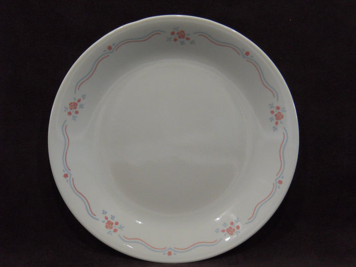 ❤️ EUC Corelle ENGLISH BREAKFAST 8 1/2 LUNCH PLATE Sandstone Pink Roses Blue Ribbon