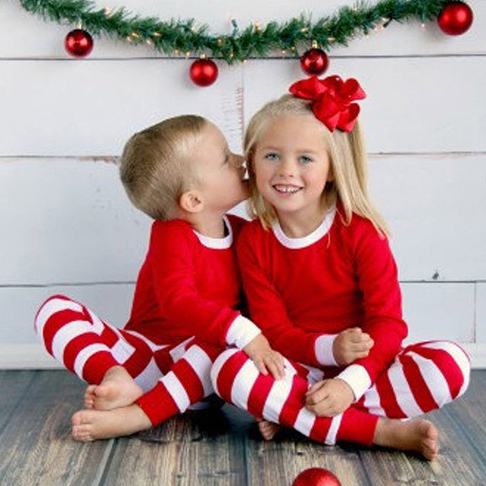 breathable cotton family pajamas striped holiday print machine washable