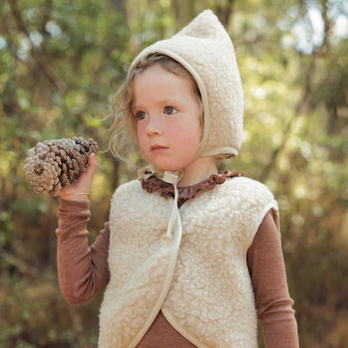 Fawn Baby & Kids Vest - Wool Teddy Fleece - Oatmeal
