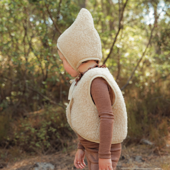 Fawn Baby & Kids Vest - Wool Teddy Fleece - Oatmeal