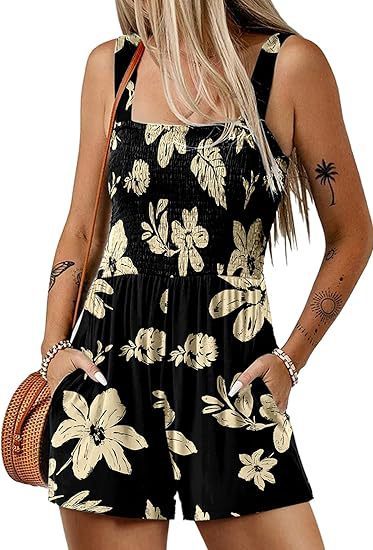 Sleeveless Beach Bodysuit Women Chiffon Material Floral Design Display