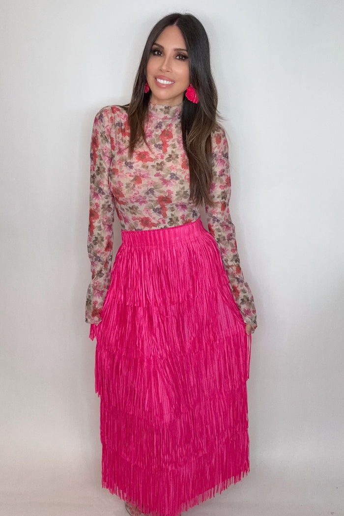 Style the Floral Print Mesh Top exclusively at Born To Glam