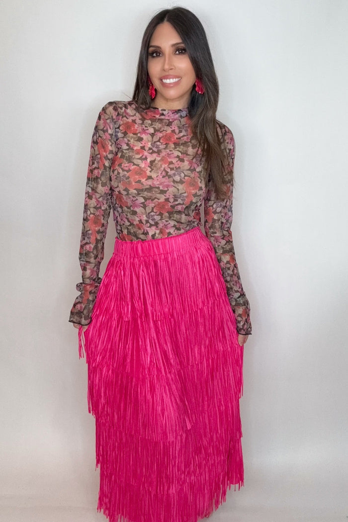 Style the Floral Print Mesh Top exclusively at Born To Glam