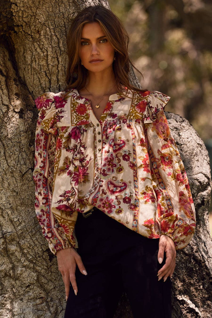 Style the Floral Printed Flowy Blouse exclusively at Born To Glam