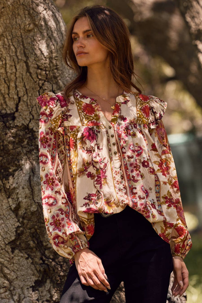Style the Floral Printed Flowy Blouse exclusively at Born To Glam