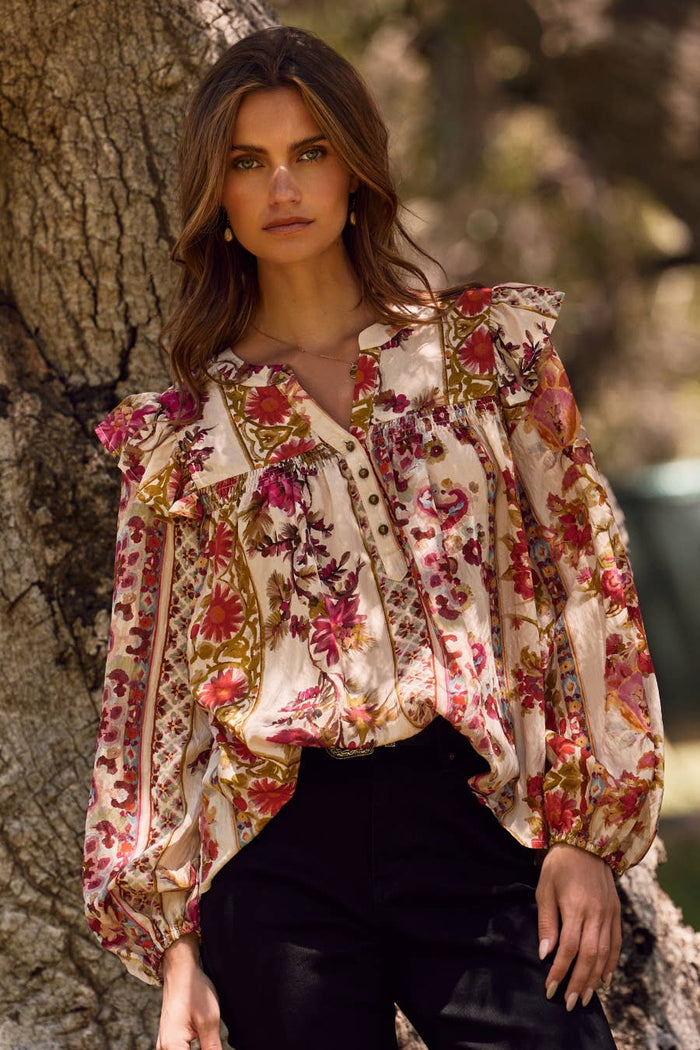 Style the Floral Printed Flowy Blouse exclusively at Born To Glam