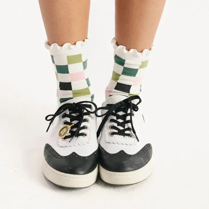 Fore All Maude Ruffle Socks - Barbie Check