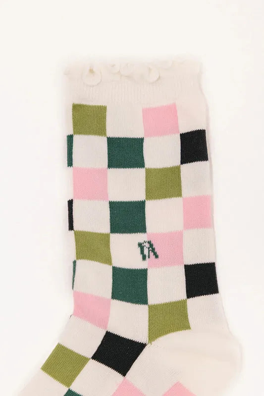 Fore All Maude Ruffle Socks - Barbie Check
